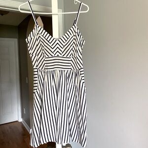 Express navy and white striped dress